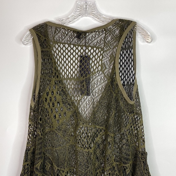 Lilly By Firmiana Green Boho Crochet Vneck Sleeveless Top Small NWT - Picture 5 of 11